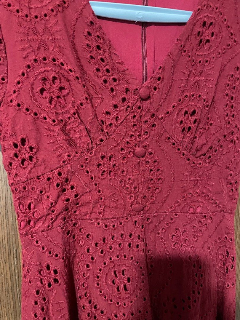 Red crochet hotsell midi dress