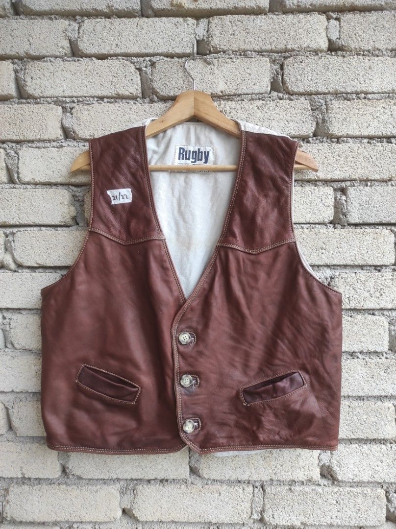 rugby north america made in canada leather kulit vest jacket sweater sleeveless Men s Fashion Coats Jackets and Outerwear on Carousell