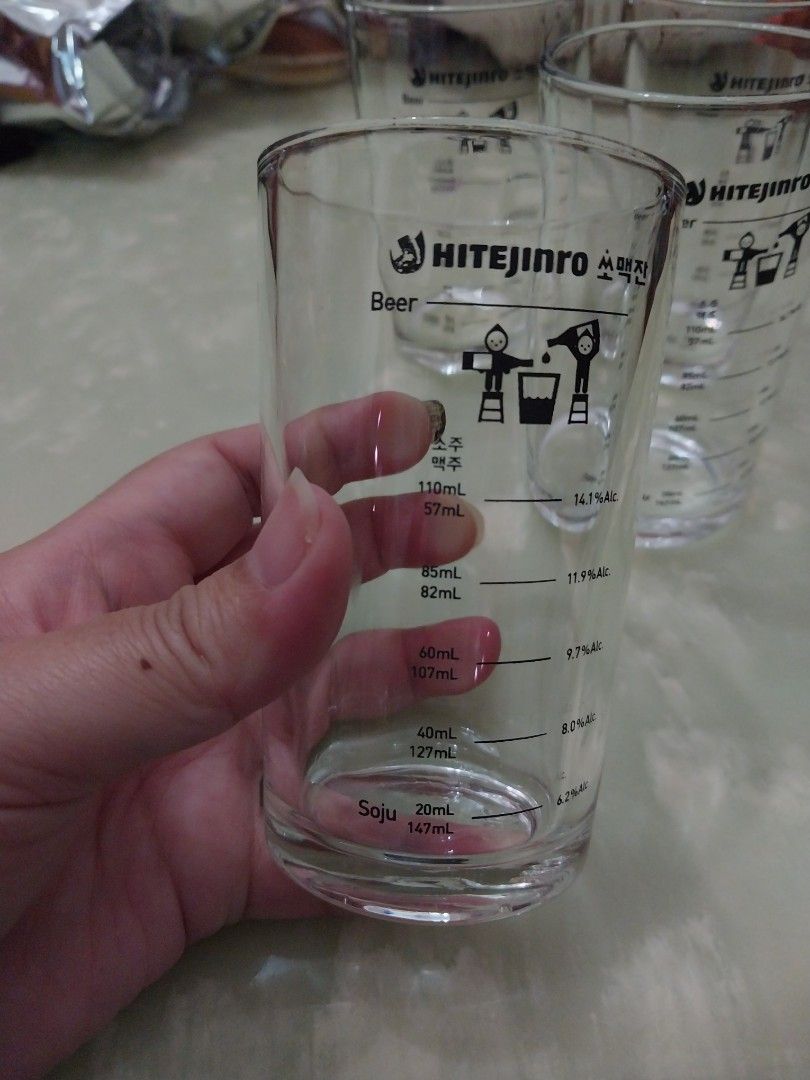 Jinro Hite 6oz Terra Beer or Somak Glass Measure Cup (Limited)