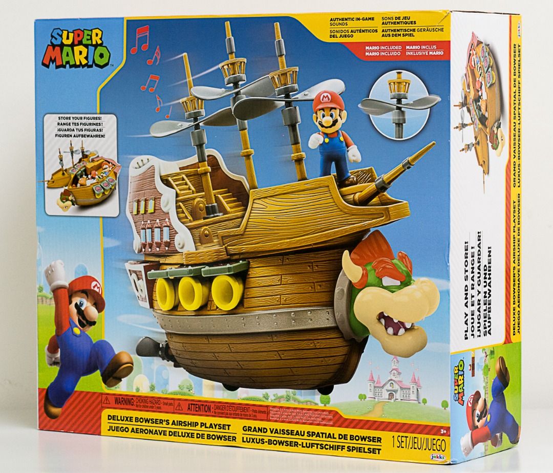 Super Mario Deluxe Bowser's Airship Playset (Category: Action & Battle Toys) located in Mandaluyong City. Submitted by bernartem (Listing ID 1205013821, Image 3). Description: Perfect CHRISTMAS gift for kids and Mario fans of all ages Absolutely brand new and original Official Nintendo merchandise by Jakks Pacific ● The Deluxe Bowser's Airship is a propeller driven fortress ● Includes two and a half inch Mario figure ● Roll the airship to activat