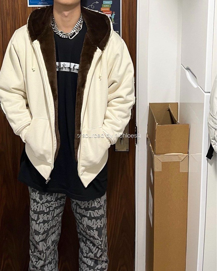 Faux Fur Lined Zip Up Hooded Sweatshirtインスタグラム ...