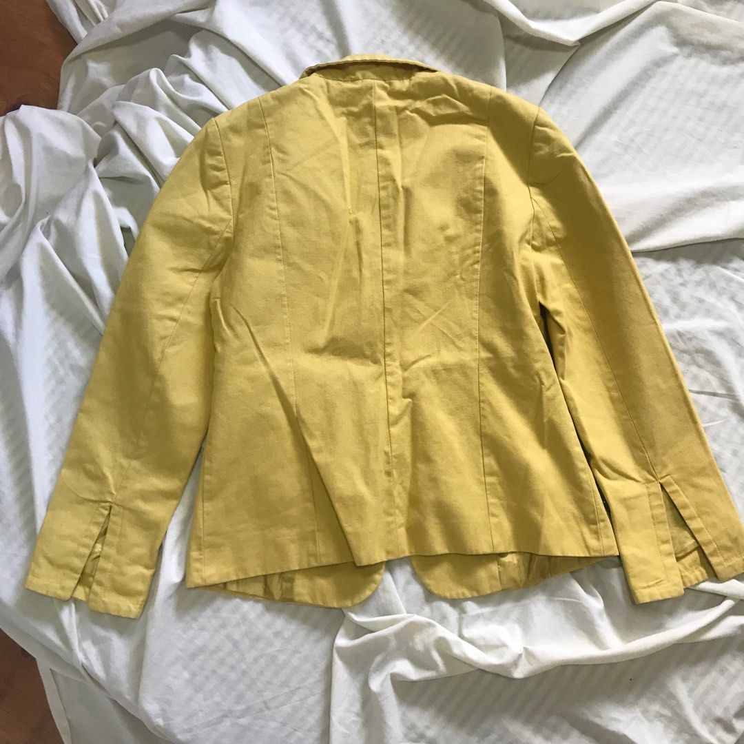 The Black Shop Muted Mustard Yellow Oriental Structured Blazer, Women's