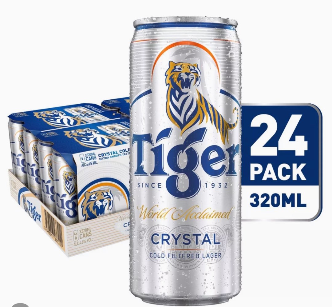 (Free delivery) Tiger crystal beer 24x320ml, Food & Drinks, Alcoholic ...