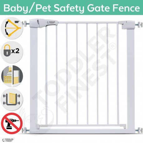 Toddler Finest Auto Close Safety Baby Gate Bar Indoor Infant Kids Child Dog Pets Gates Dual Locking Pressure Mount Stair Doorway Fence