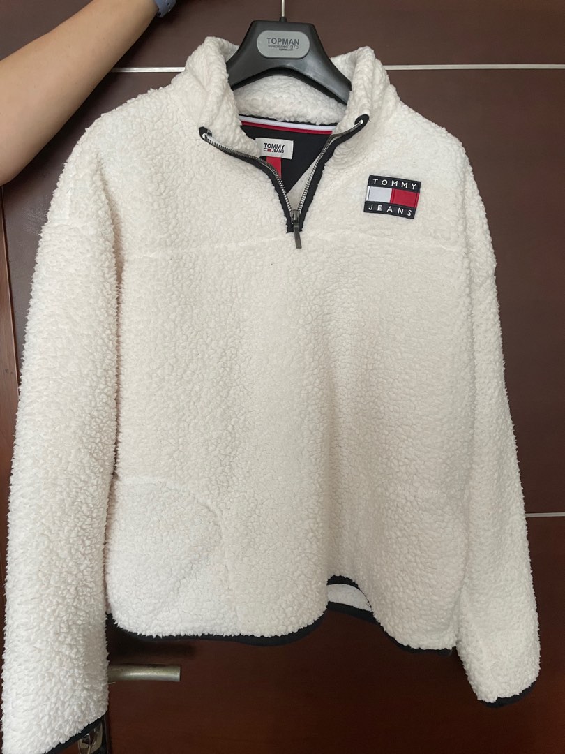 Tommy hilfiger sherpa half sales zip hoodie
