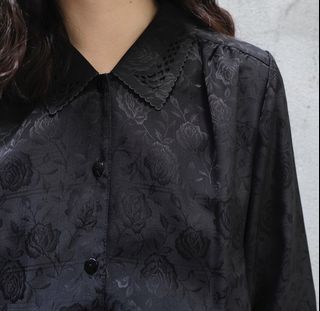 Turtleturtle烏龜烏龜古著純黑花襯衫