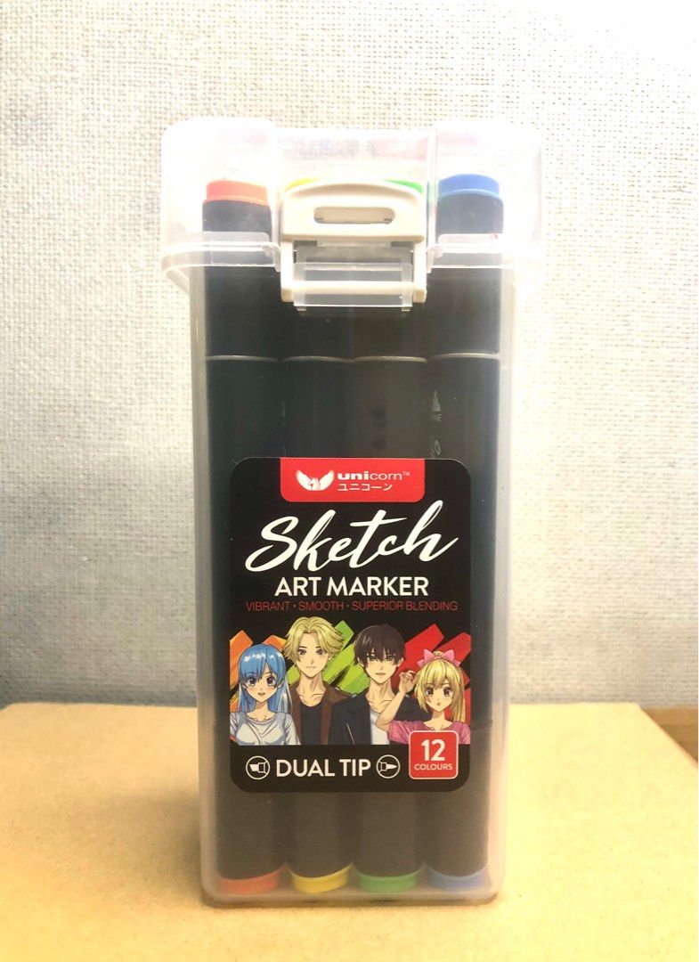 unicorn sketch art markers 12 colours, Hobbies & Toys, Stationery