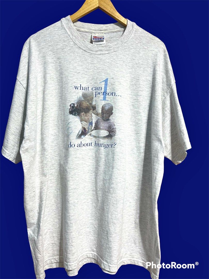 T-shirt Vintage Hunger Has A Face Taste Of The Nation - Taille L, Blanc, Occasion Très Bon état