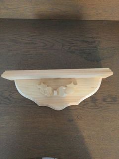 Vintage White Rose wooden shelf with wooden bow. Ready to craft and paint to your personal preference.  12 inches wide and 3 inches deep.