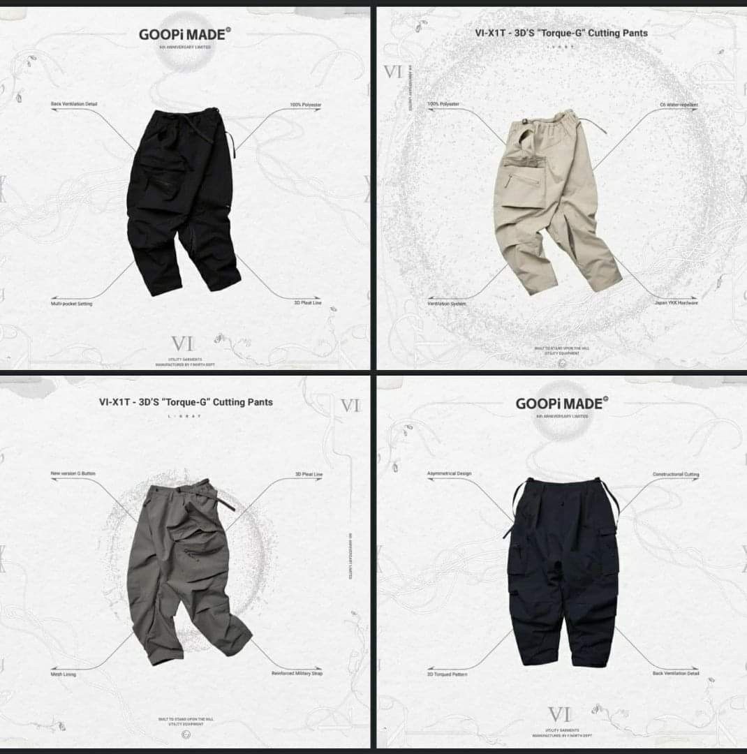 WANT Goopi Goopimade VI-X1T - 3D'S “Torque-G” Cutting Pants 黑/白