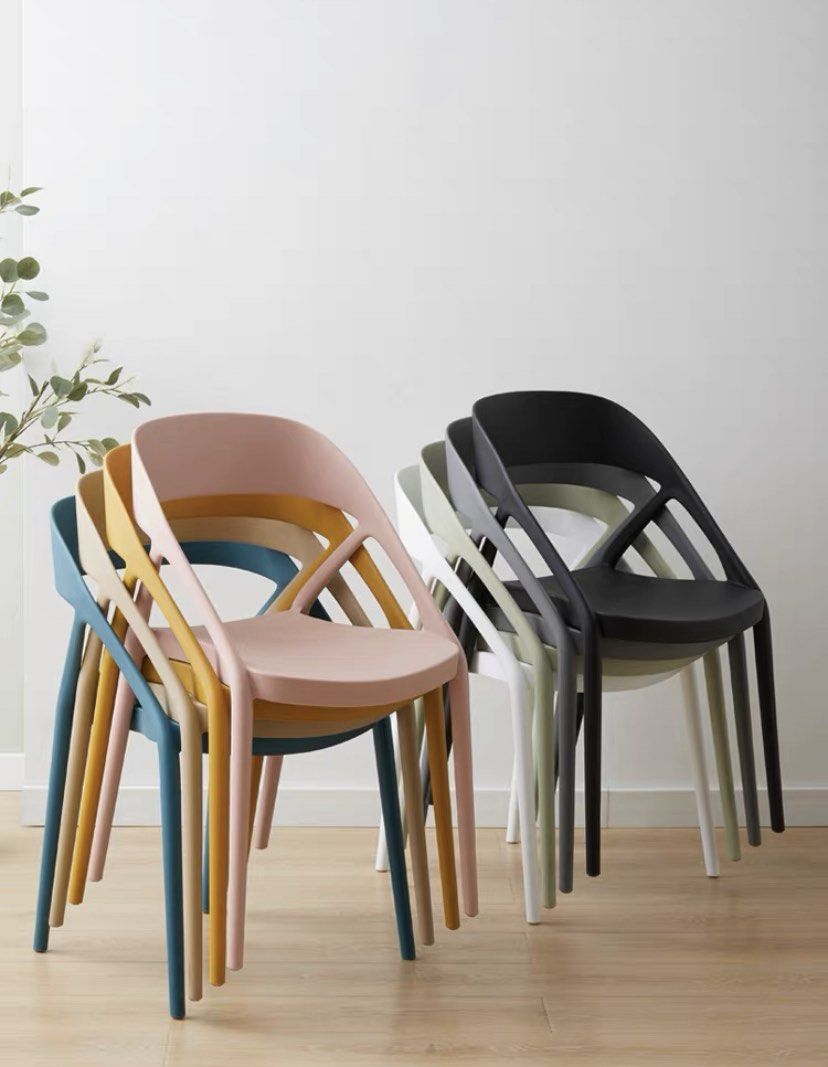 White Stackable Dining Chairs, Furniture & Home Living, Furniture