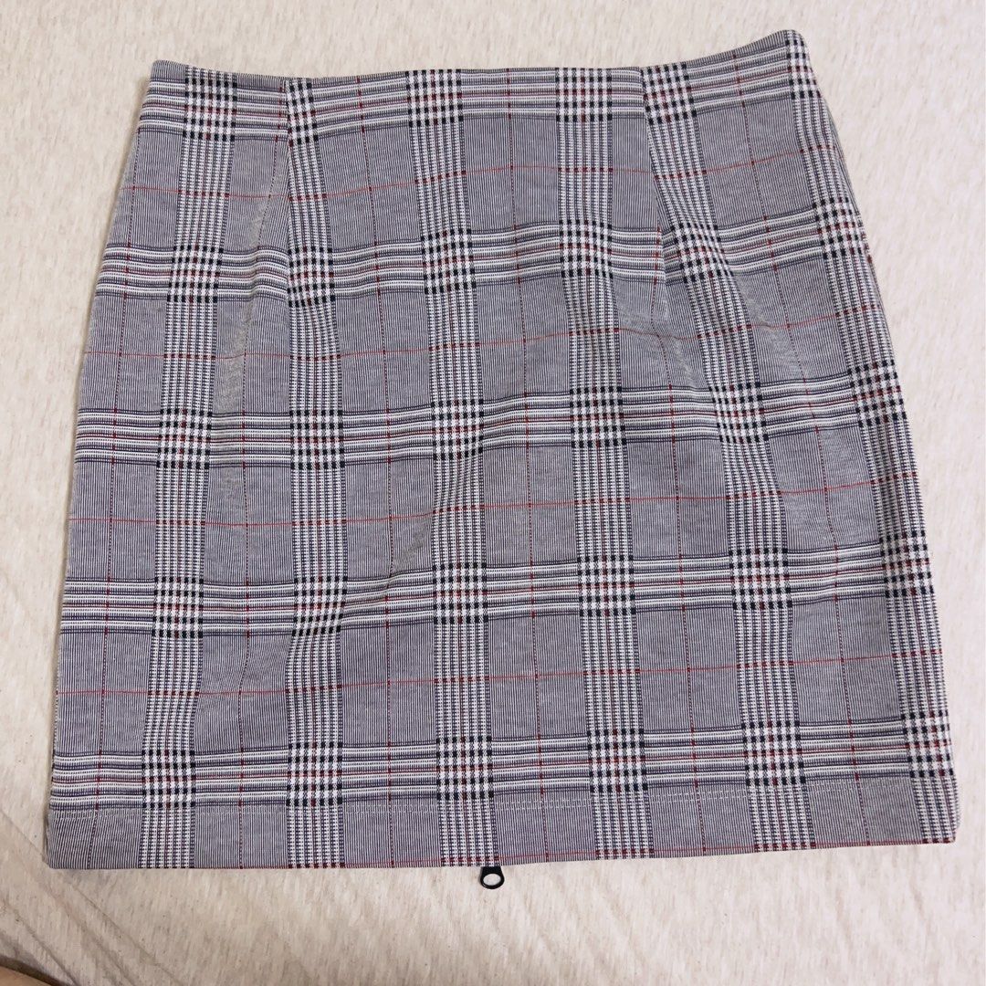 Zara Checked Zipper Mini Skirt