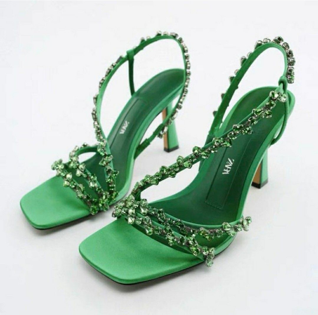 Zara green heels, Women's Fashion, Footwear, Heels on Carousell