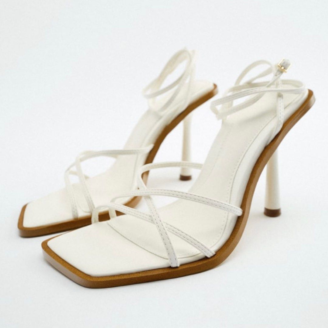 Zara white strappy heels Gorgeous heels with... - Depop