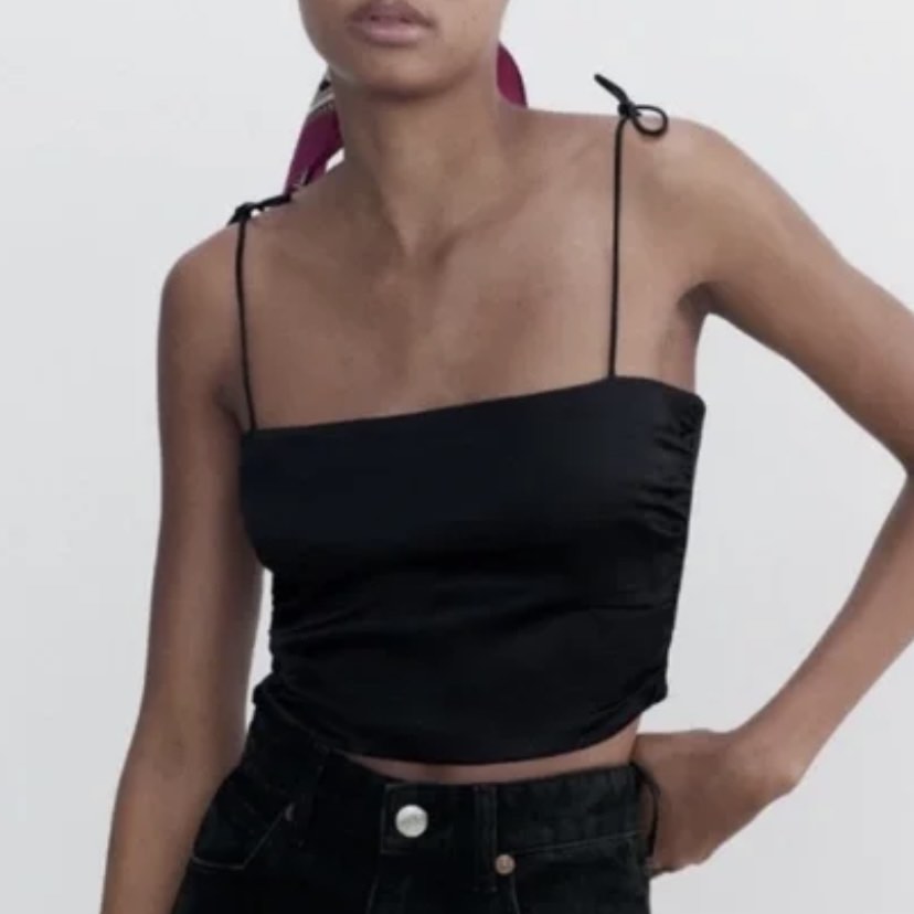 ZARA Ruched Satin Crop Top Women #39 s Fashion Tops Sleeveless on Carousell