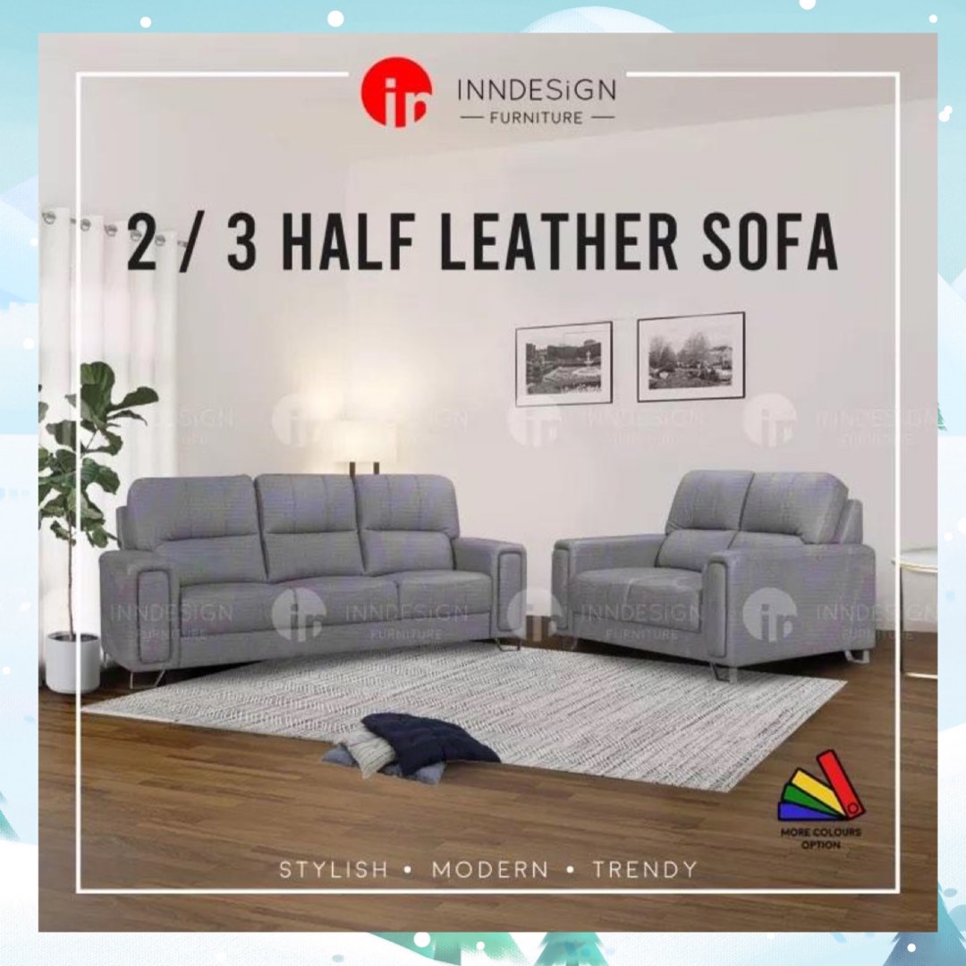 1 / 2 / 3 Seater Half Leather Sofa / 2.5 weeks / preorder, Furniture & Home Living, Furniture