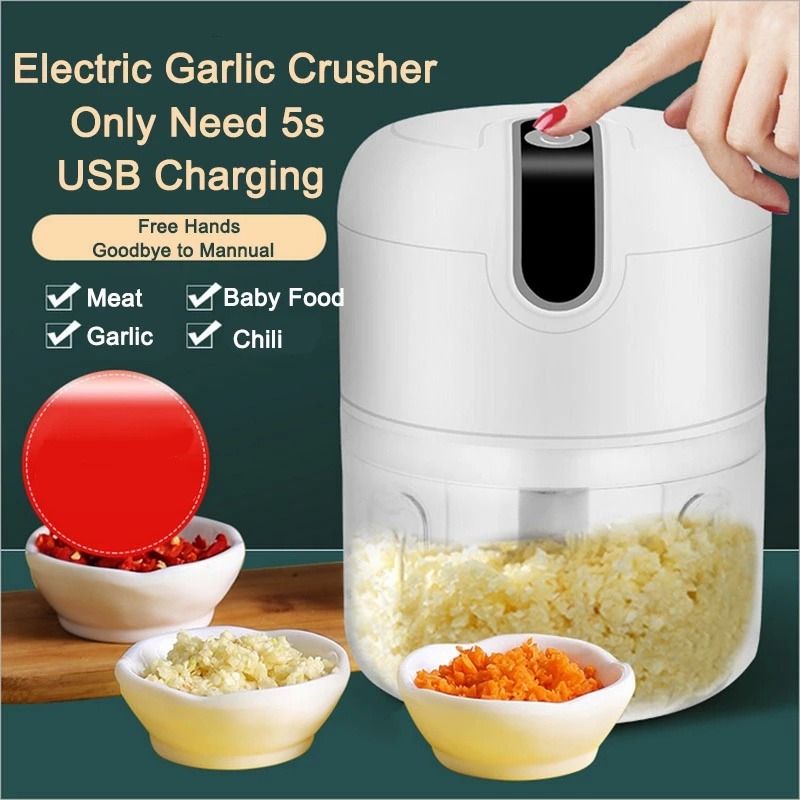 Electric Garlic Chopper Mini Food Slicer Portable Garlic Masher Mincer  Press, Wireless Food Processor For Garlic Pepper Celery Ginger Meat