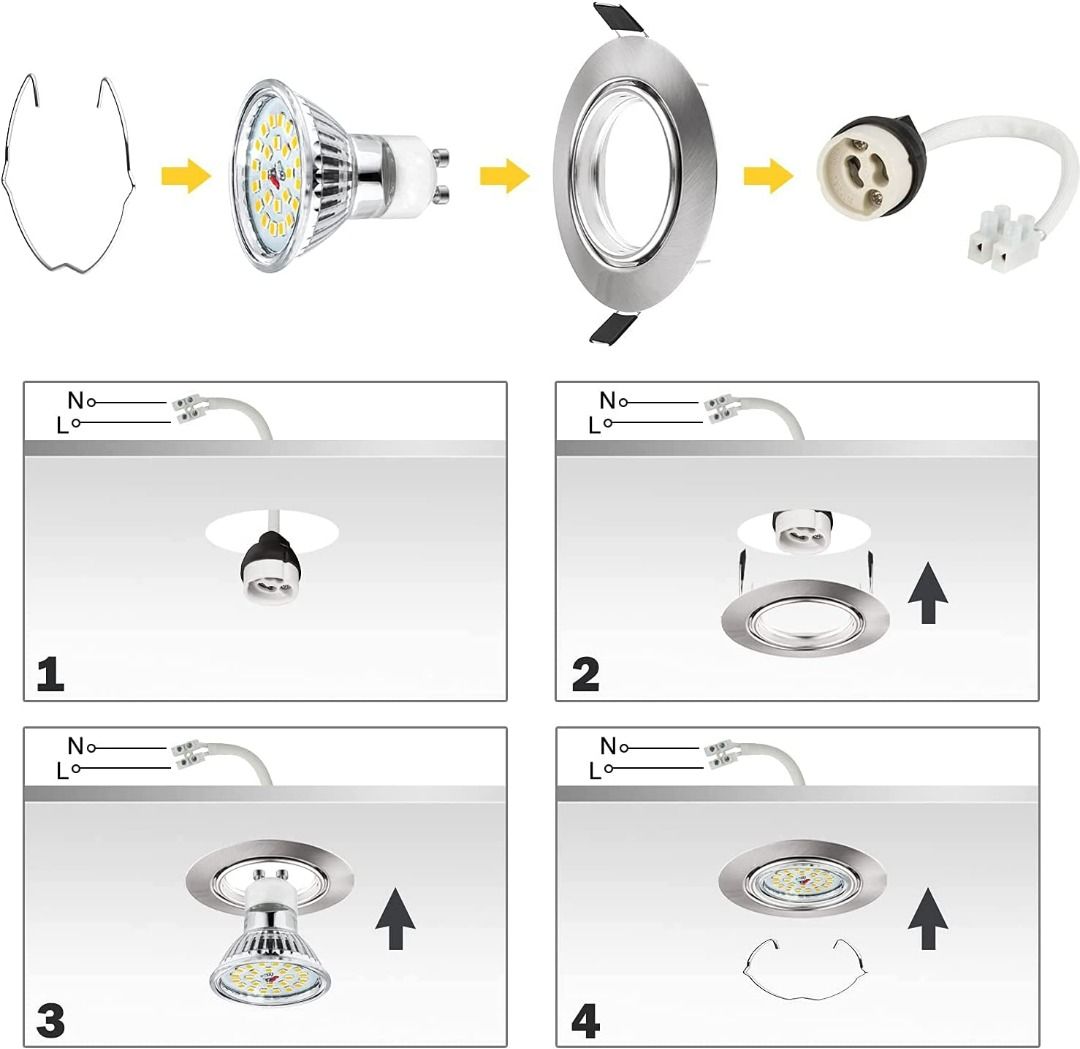 Wowatt LED Einbaustrahler-Set (10x) – Schwenkbar, 6W, Warmweiß (2800K), GU10-Fassung