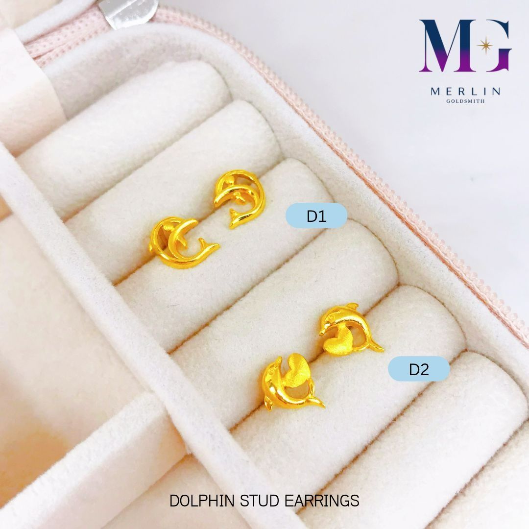 Gold dolphin earrings store