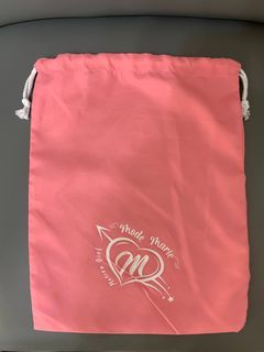 全新未使用 MODE MARIE 曼黛瑪璉粉色束帶袋子 40X30cm