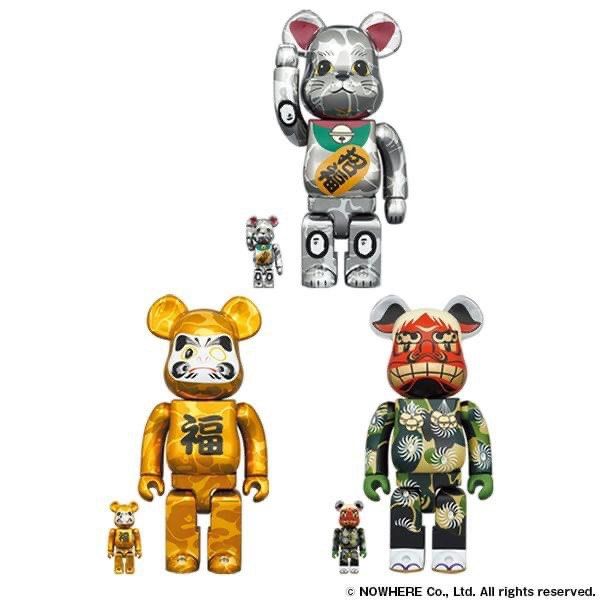 預訂Pre-Order) BE@RBRICK BAPE(R) 招き猫銀メッキ／達磨金メッキ