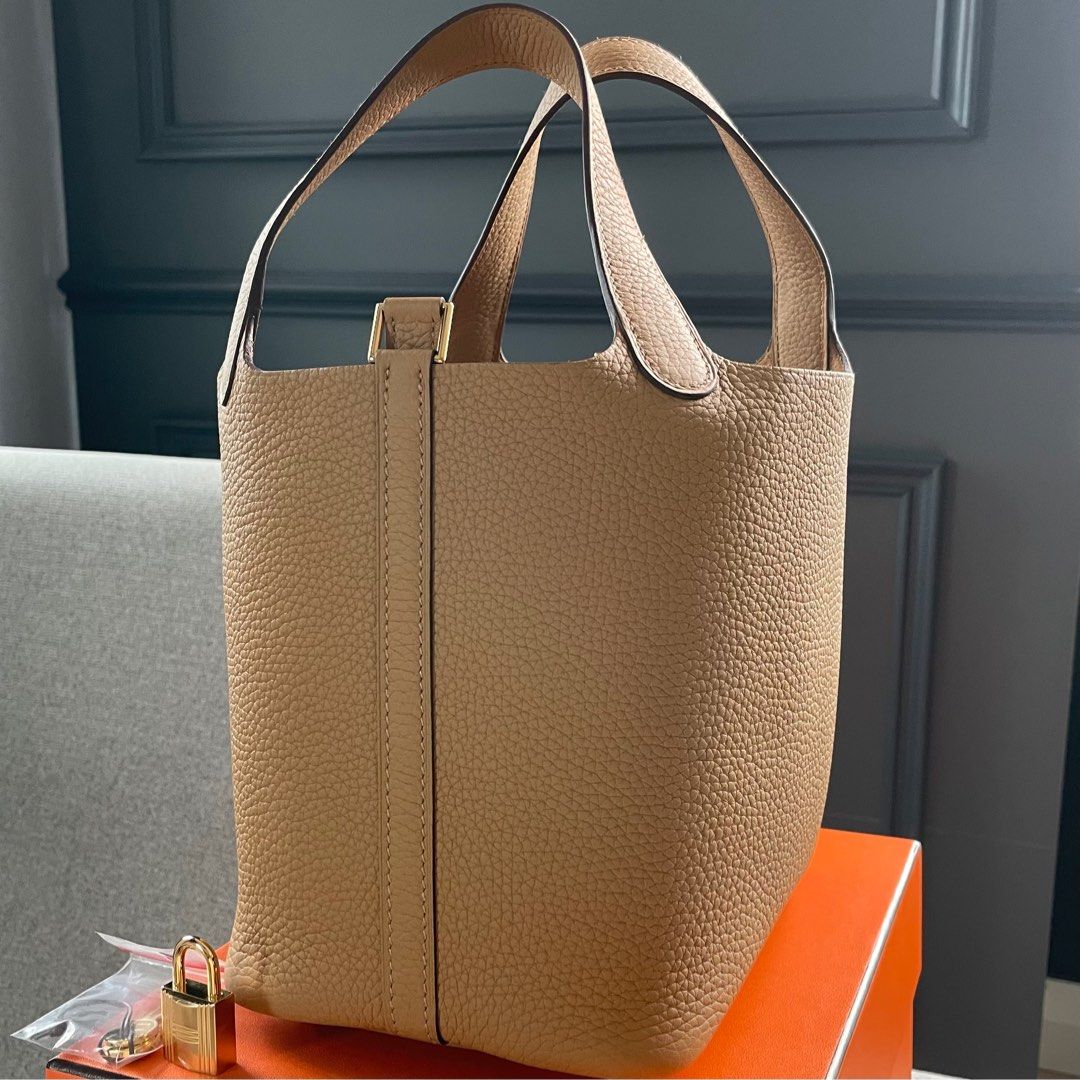 Hermes Biscuit Taurillon Clemence Picotin Handbag