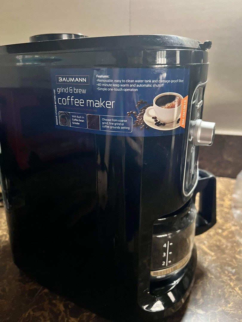 Baumann Grind and Brew Coffee Maker, TV & Home Appliances, Kitchen