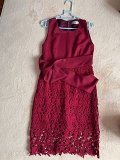 BN Red sleeveless crochet dress (3inute)