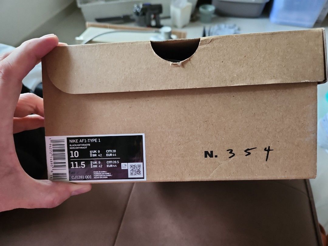BNIB Nike Air Force 1 AF1 Type 1 N.354 Black Gum
