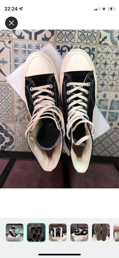 CDG Comme des Garcons Play X Converse Chuck Taylor High Cut Sneaker Men s Fashion Footwear Sneakers on Carousell