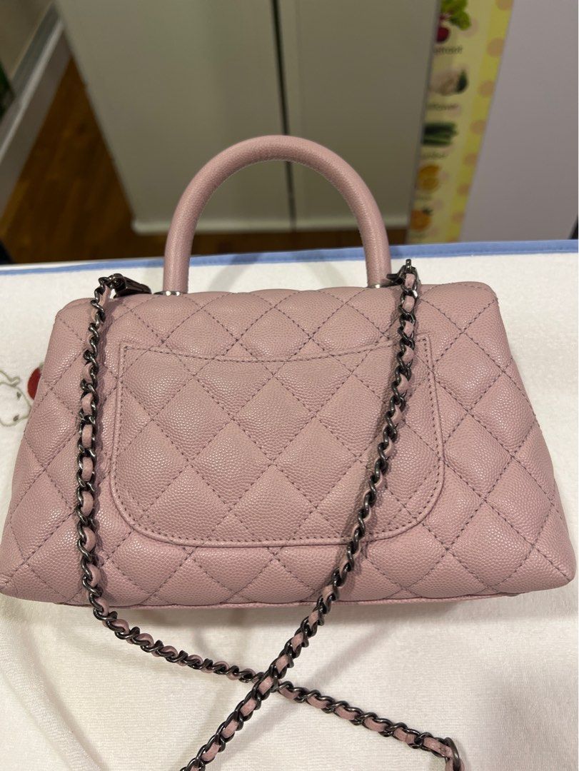 Chanel Coco Handle in small size dusty Pink ruthenium hardware