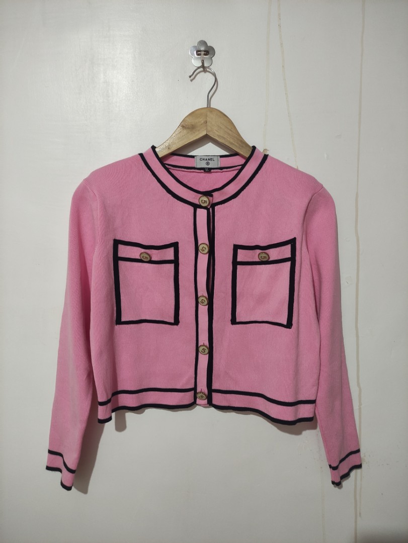 Chanel on sale pink cardigan