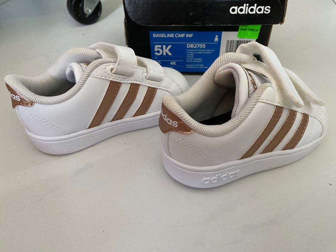 Children Kids Adidas White Gold Shoes