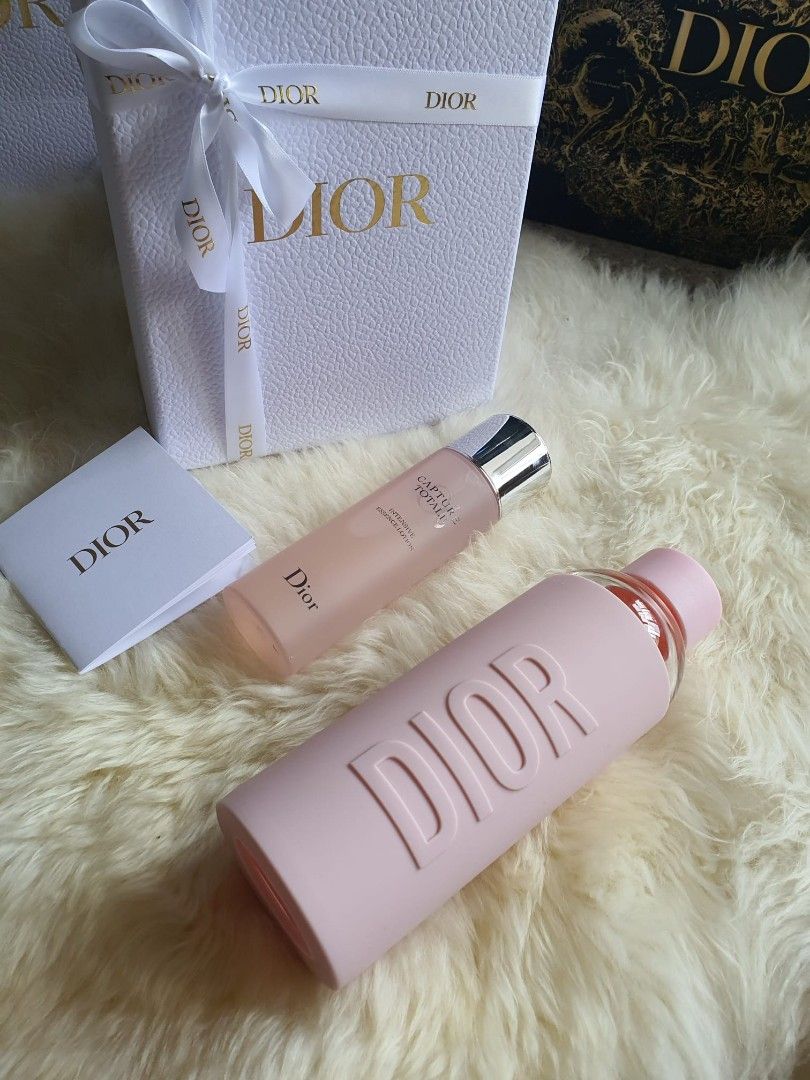Christian Dior water glass bottle + Lotion, Furniture & Home Living