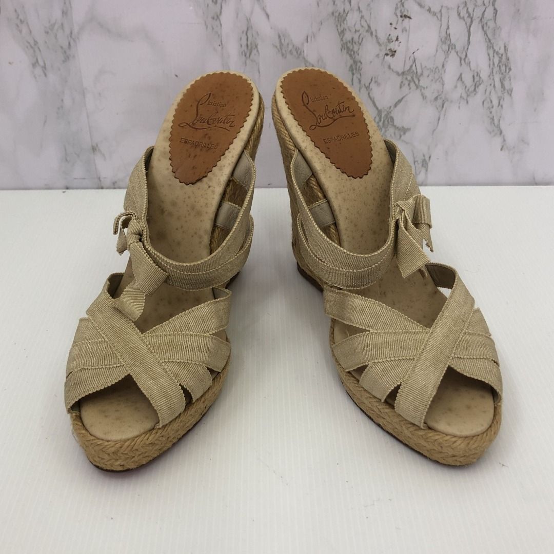 CHRISTIAN LOUBOUTIN ESPADRILLES GOLD RIBBON WEDGES 217027903 TI