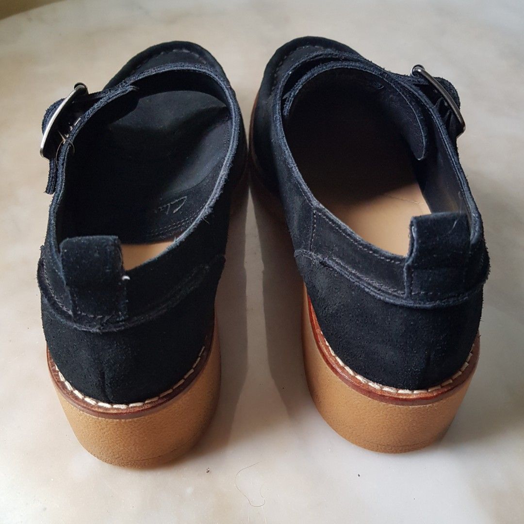 CLARKS Eden Mid Monk Black Suede Women's Shoes - Size UK 7 / US 9.5
