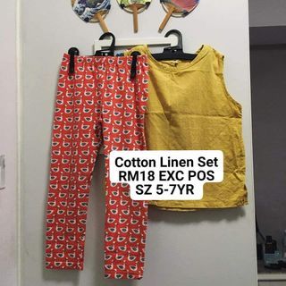 Cotton Linen Legging Set Kids