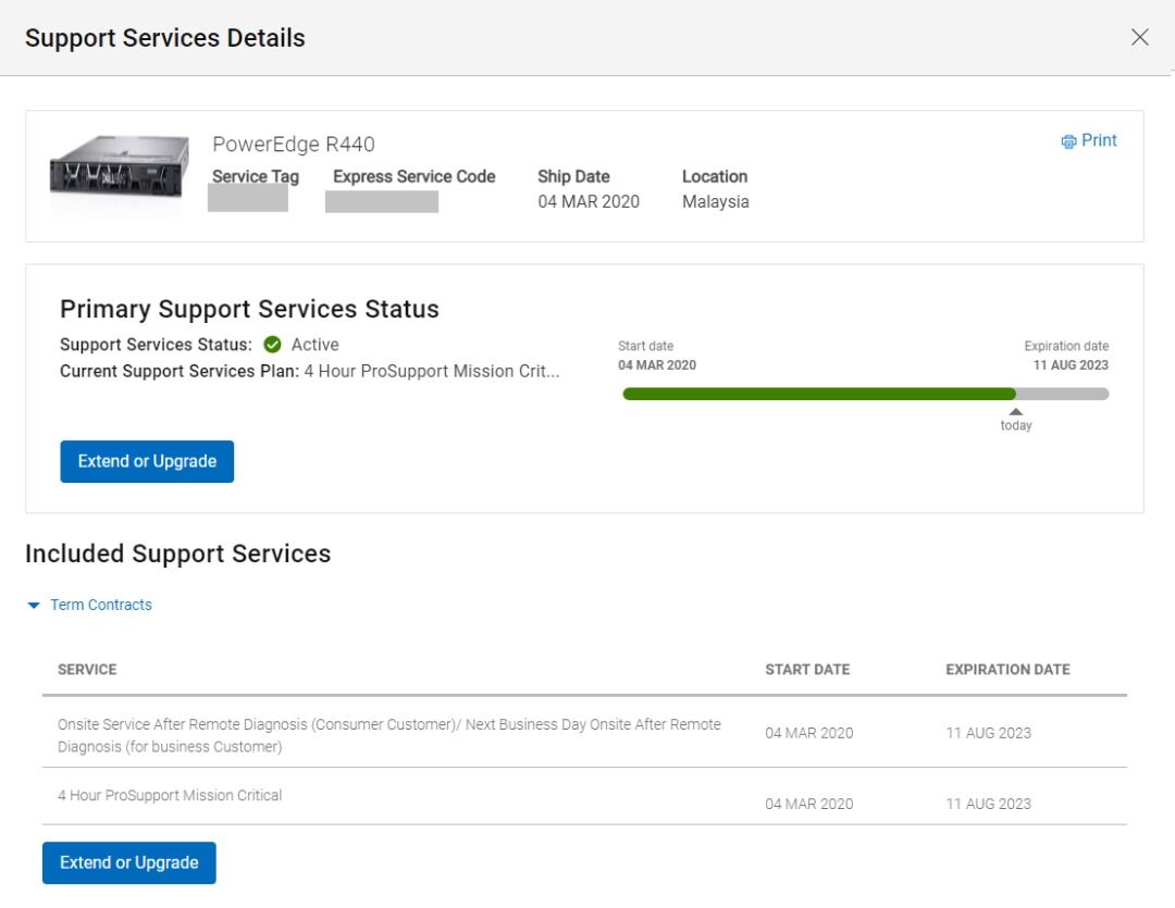 Dell EMC PowerEdge R440 Server Dell Warranty until 11 August 2023