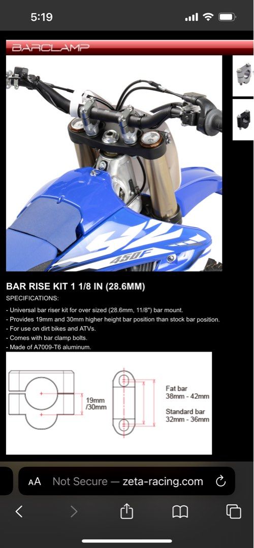 DRZ400SM DRZ Handlebar Risers 30mm, Motorcycles, Motorcycle Accessories