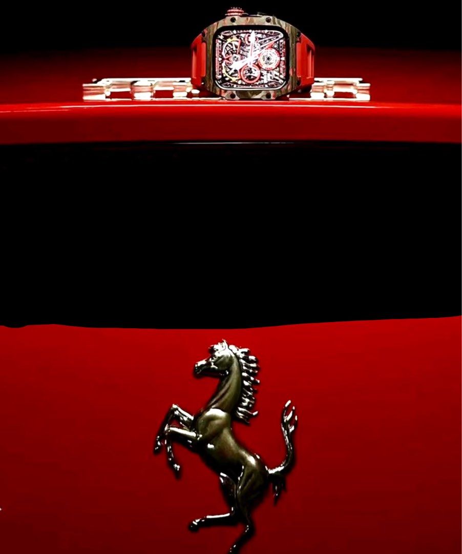 Ferrari red custom Apple Watch case carbon titanium series 8 7 6 5 4 3 45mm 44mm Luxury Watches on Carousell