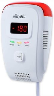 Gas Alarm Detector-Ourjob, Home Use Propane Butane Methane Gas Monitor, Plug in Combustible LPG/Natural Gas/Coal Gas Leak Sensor, Voice Prompt, Strobe Light Warning, Digital Display(White, No Battery)