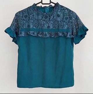 Winod Green Brocade Top