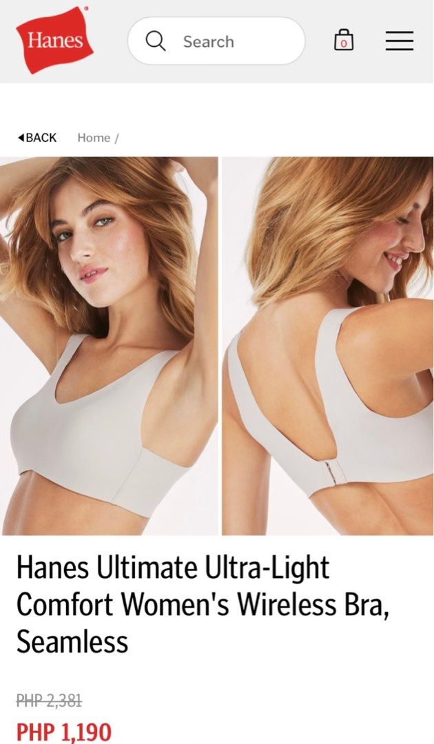 Hanes (Large) Seamless Wirefree Bra, Women's Fashion
