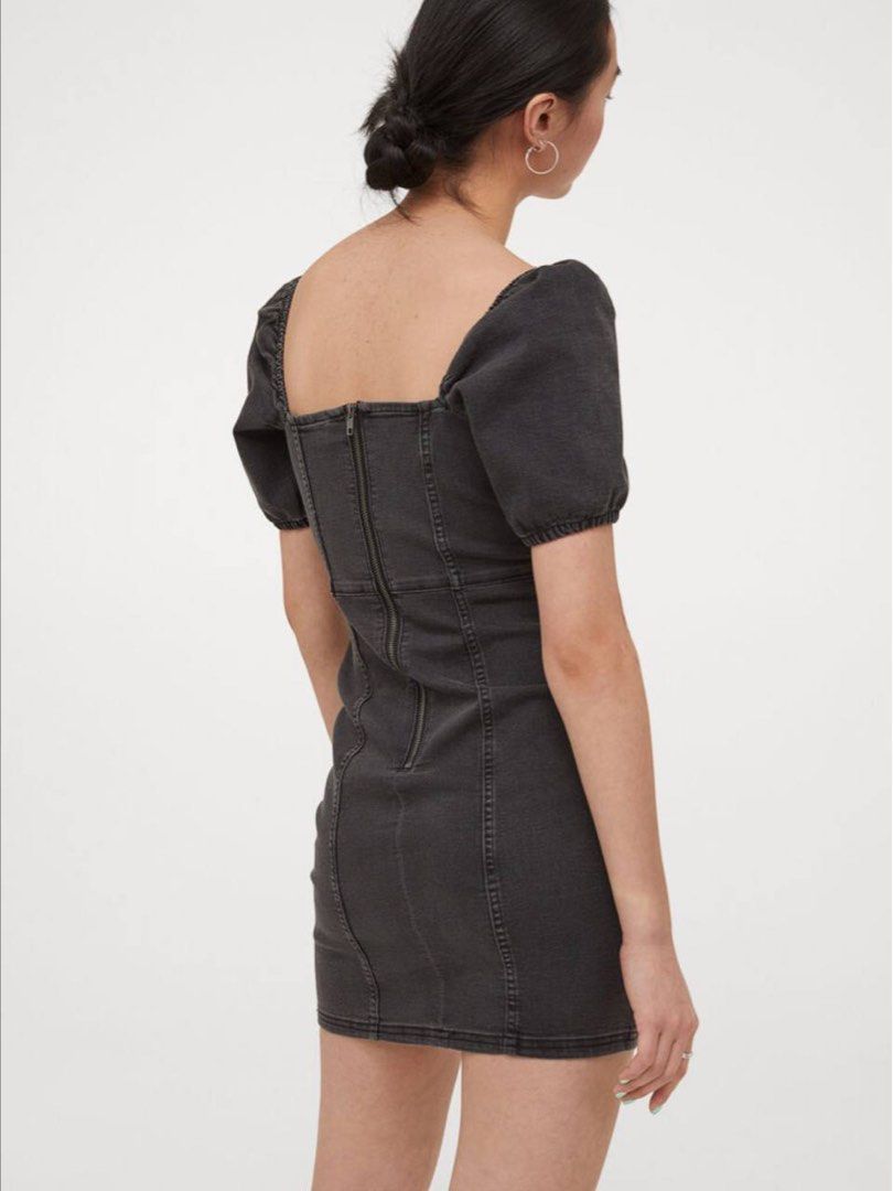 H&m denim dress black discount