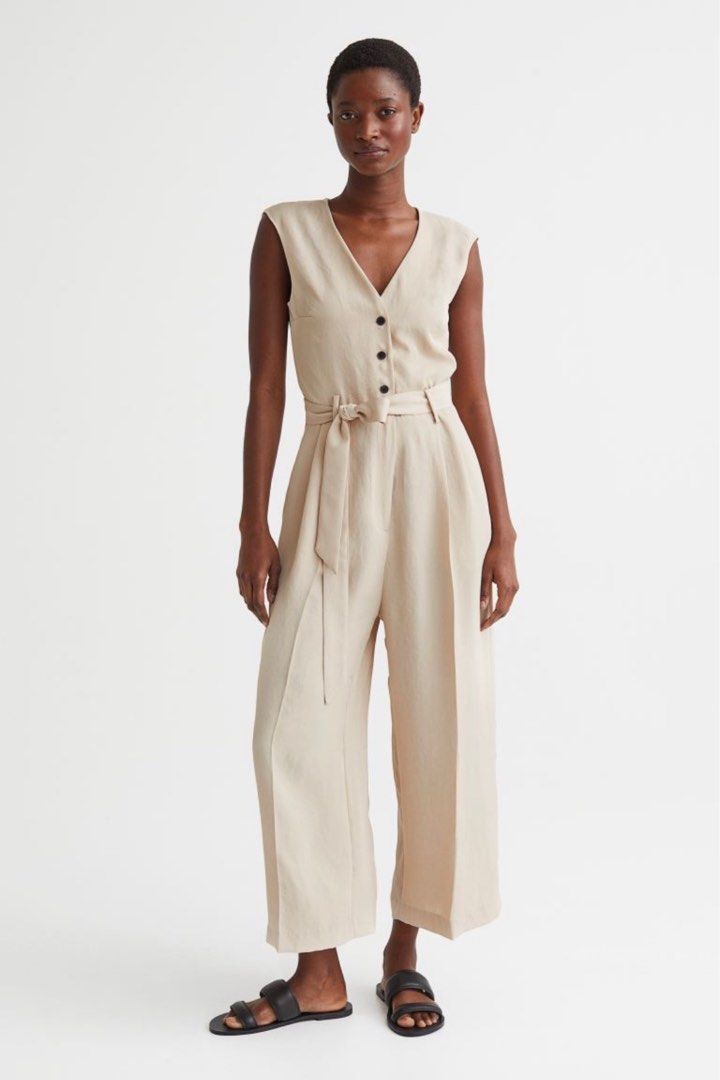 H&m beige jumpsuit hot sale