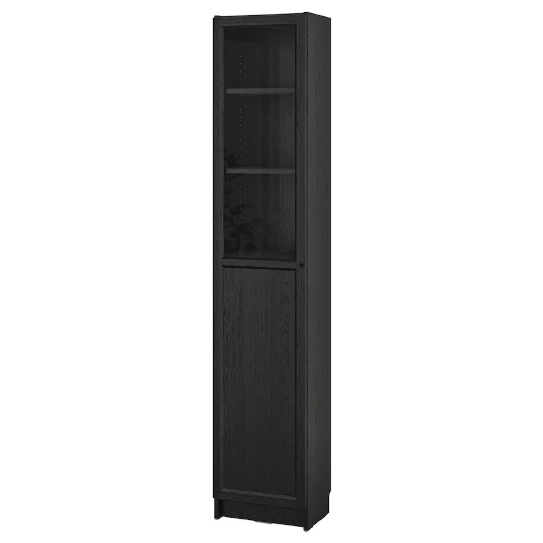 IKEA BILLY / OXBERG Bookshelf Bookcase with Glass Door (Dark Brown / Black Oak