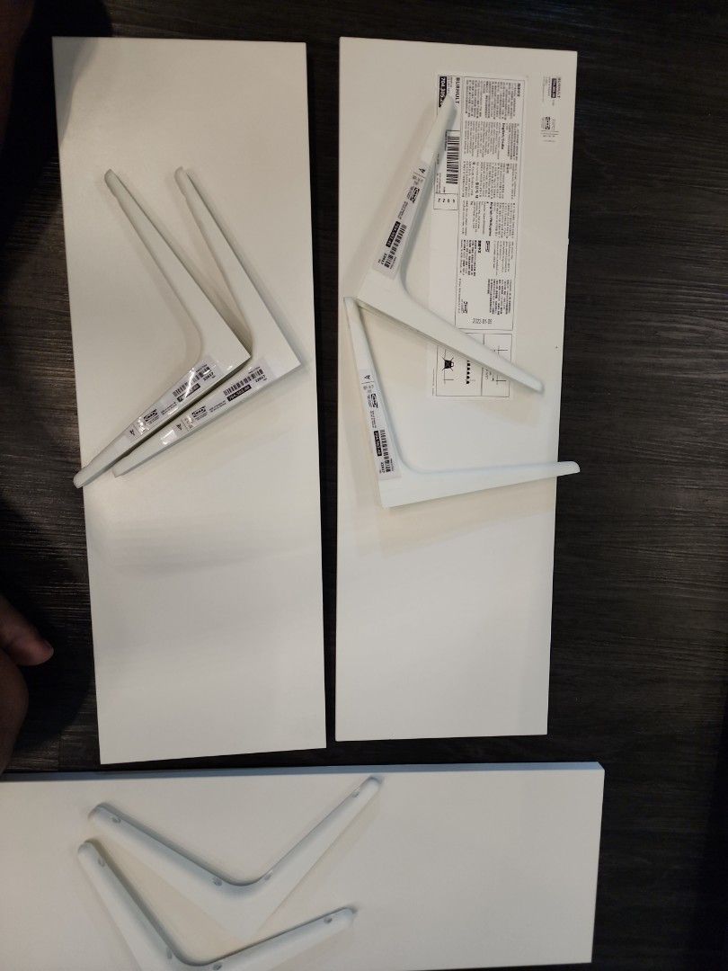 Ikea shelf Burhult white color (3pcs with bracket), Furniture & Home