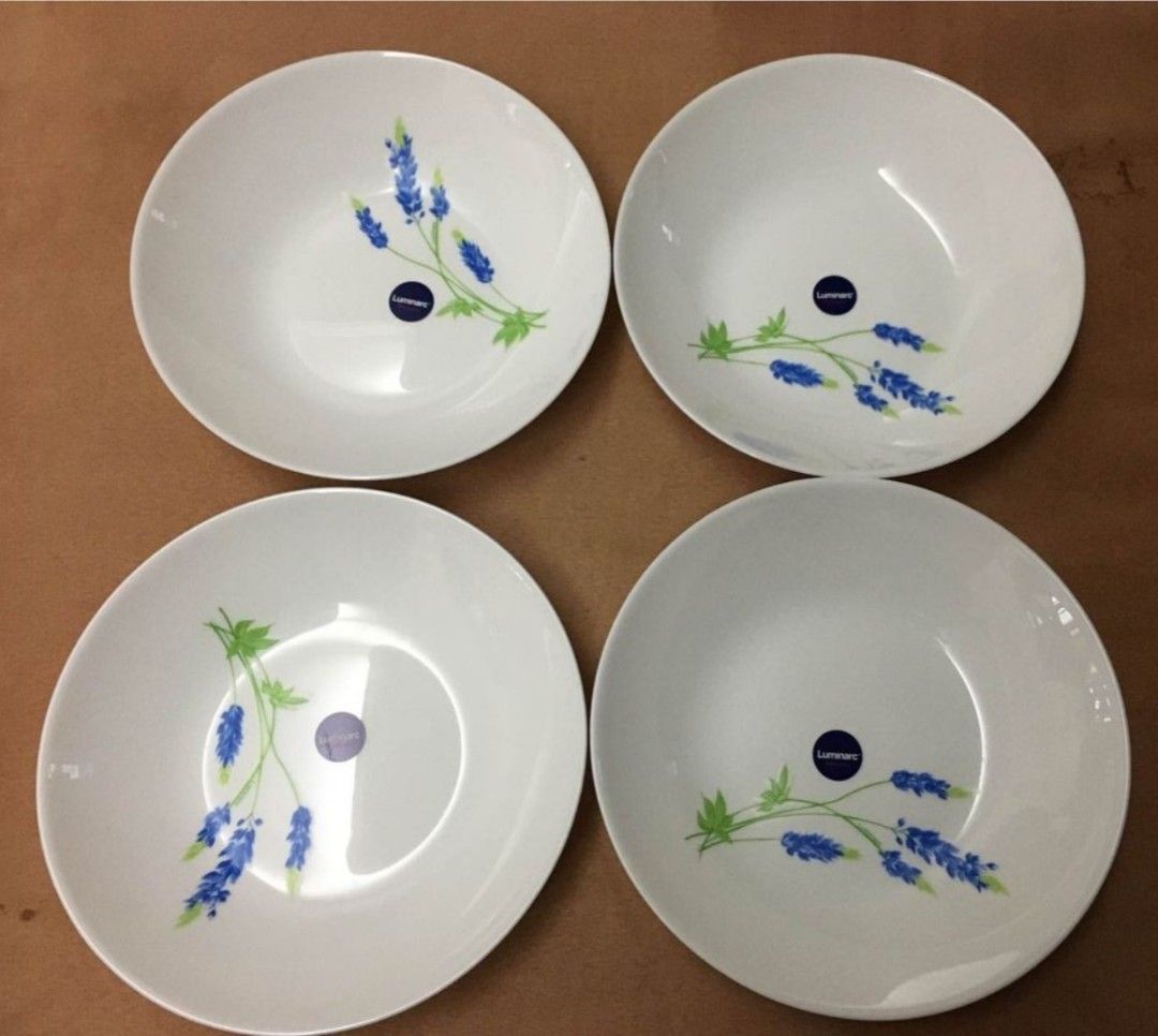 Luminarc Seine Blue plates 20cm (4 in a set), Furniture & Home Living