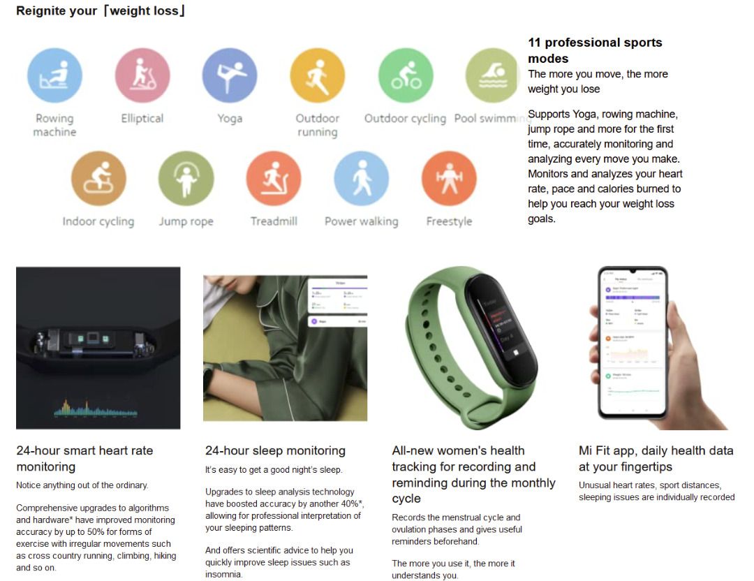 Mi band 5 weight online