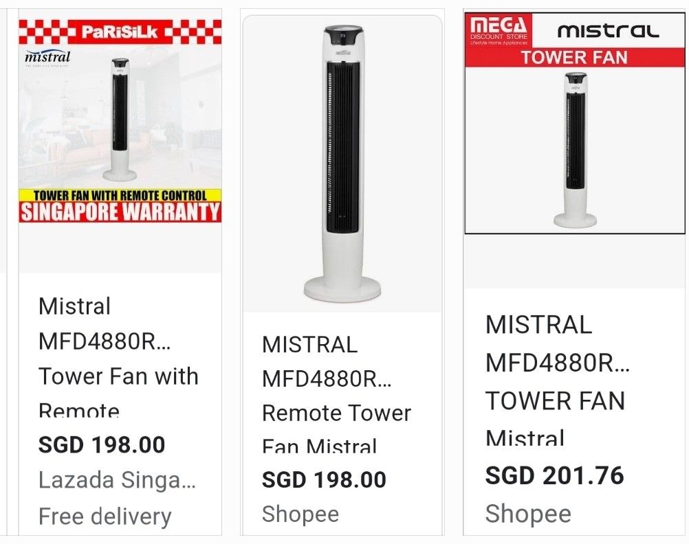Mistral 110cm Tower Fan MFD4880R with remote control / manual / carton
